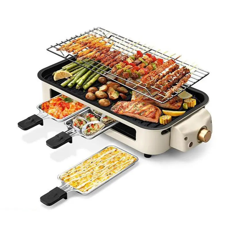1800W 2-in-1 Electric Grill & Pan, Detachable Non-Stick Plate, Easy Clean
