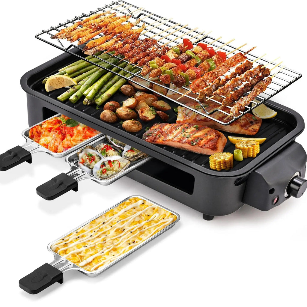 1800W 2-in-1 Electric Grill & Pan, Detachable Non-Stick Plate, Easy Clean