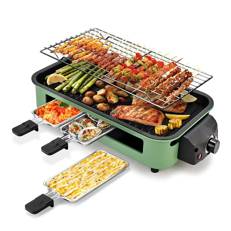 1800W 2-in-1 Electric Grill & Pan, Detachable Non-Stick Plate, Easy Clean