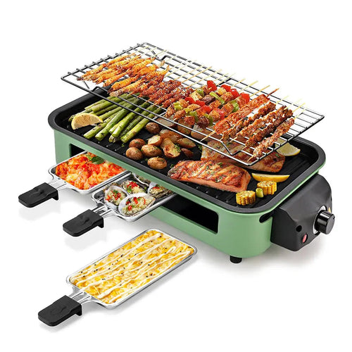1800W 2-in-1 Electric Grill & Pan, Detachable Non-Stick Plate, Easy Clean