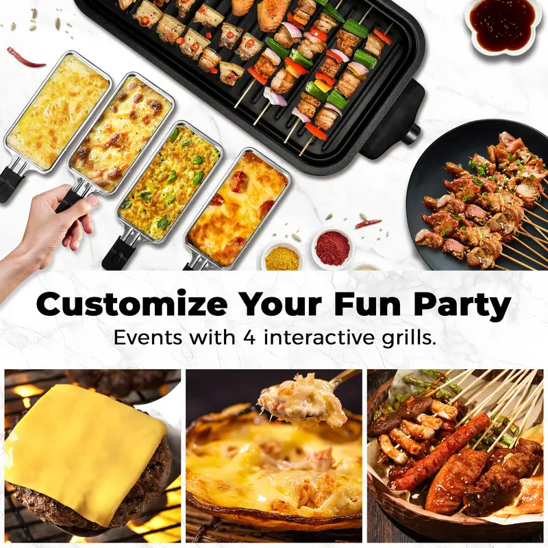 1800W 2-in-1 Electric Grill & Pan, Detachable Non-Stick Plate, Easy Clean