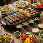 1800W 2-in-1 Electric Grill & Pan, Detachable Non-Stick Plate, Easy Clean