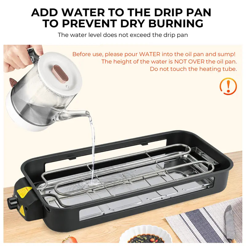 1800W 2-in-1 Electric Grill & Pan, Detachable Non-Stick Plate, Easy Clean